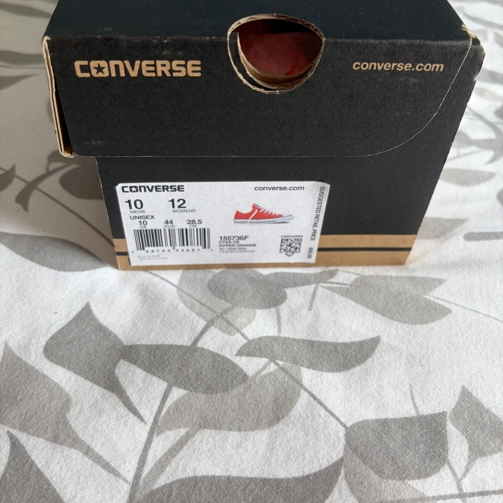 Converse Hyper Orange Low Top Chuck Taylor Sneakers with White Laces - Picture 2 of 6